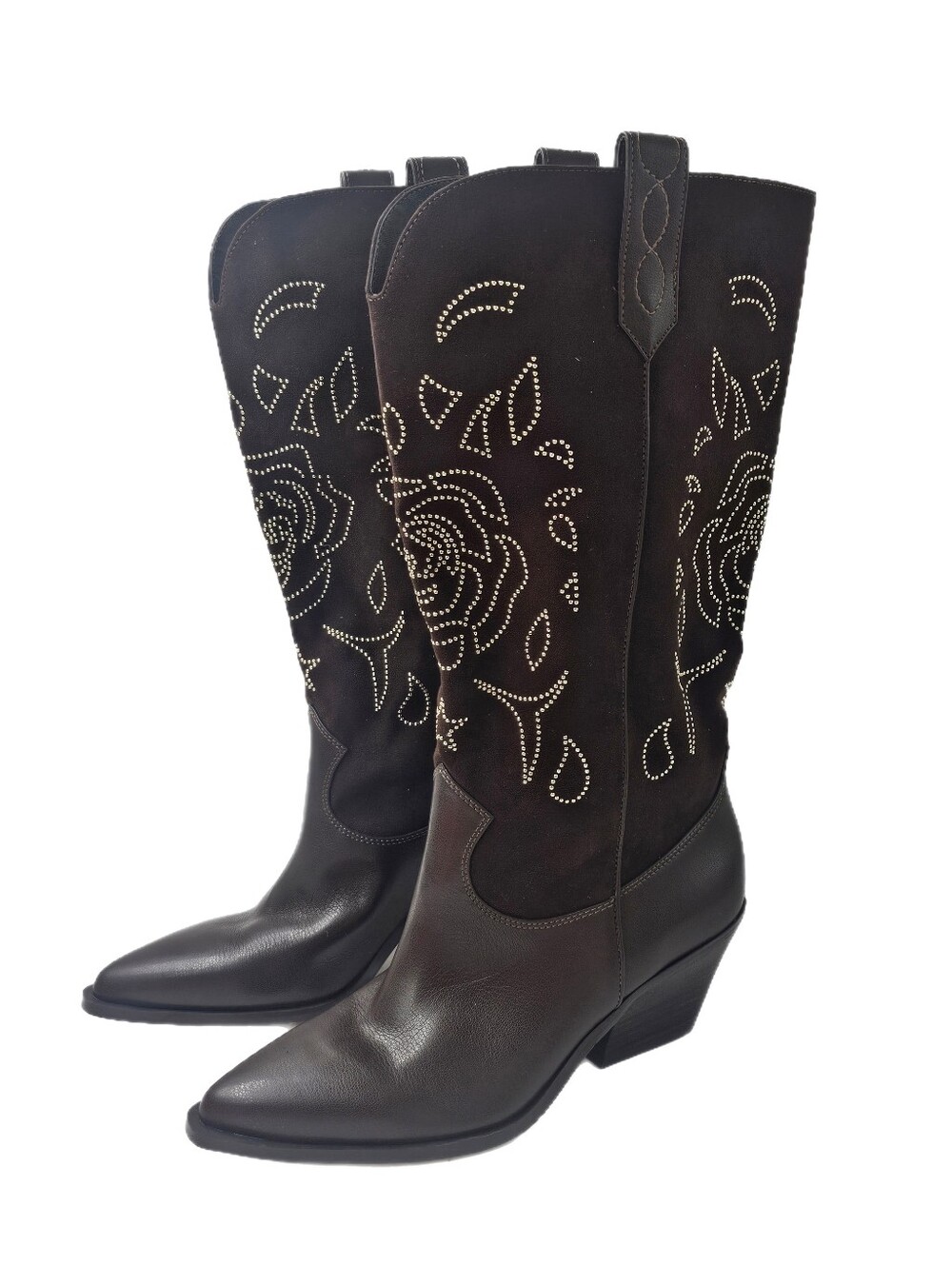 Jessica Simpson Zodra Tall Western Cowboy Boots Brown Wide Calf Womens 9M NWOB 9